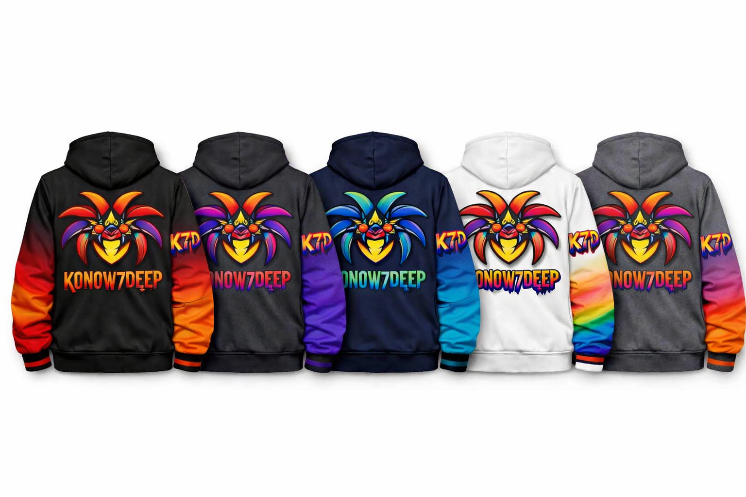 K7D Graphic Hoodie – Multicolour Graffiti Logo